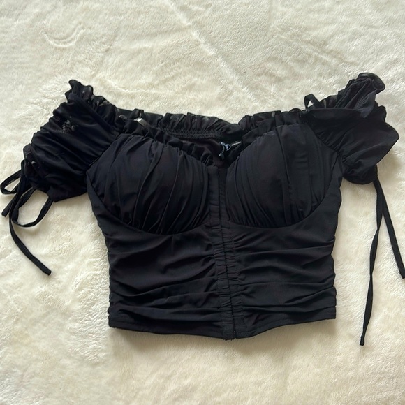Women’s Strapless Corset Crop Top w/ Front Buckle - Picture 1 of 2